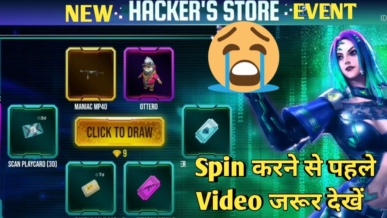 Free Fire New HACKER'S STORE EVENT - Full spin || R.I.P. -  260 Diamonds
