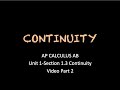 1.3 Part 2 Continuity Criteria