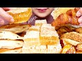 ASMR HONEYCOMB MOCHI CREAM CHEESE FRIED BREAD CROISSANT SWEET POTATO CANDY 巣蜜 MUKBANG EATING SOUNDS