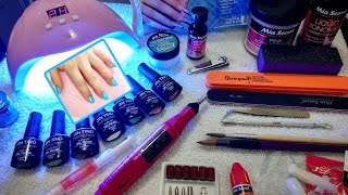 How to acrylic nails at home 2020 ..first time! short set for
beginners nail tips diy /simple do...