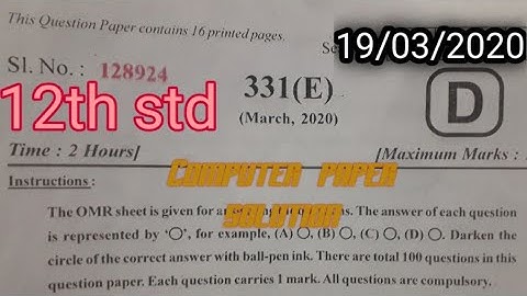 12  commerce computer board paper solution 2020 - English medium