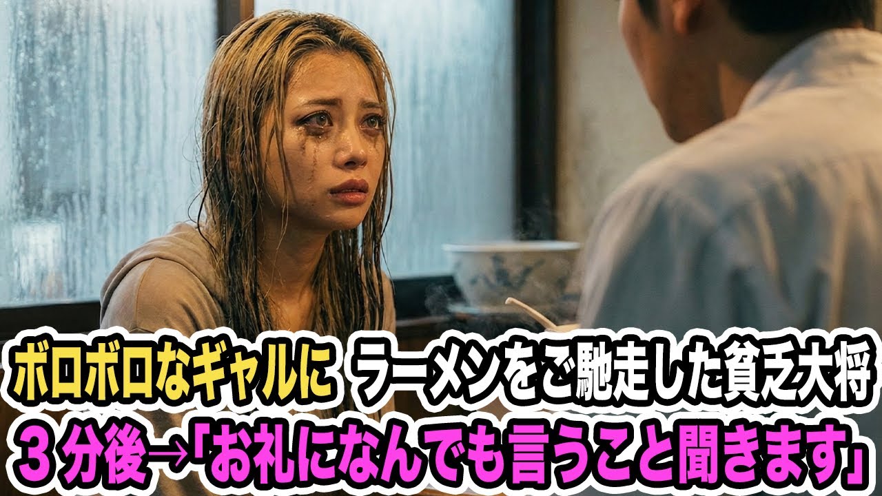廃業寸前のラーメン屋に現れたボロボロなギャルに大盛りラーメンをご馳走した貧乏大将。3分後→「お礼だから何だってしてやるよ…」【感動する話】