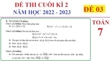 TOÁN 7 - ĐỀ 3 - ĐỀ THI CUỐI HỌC KÌ 2 TOÁN 7 NĂM 2022-2023. ÔN TẬP HỌC KÌ 2 KẾT NỐI TRI THỨC – HÀ NỘI