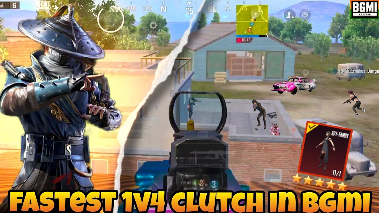 fastest 1v4 clutch in bgmi 😱 bgmi clutch gameplay fastest clutch in 😎 ...
