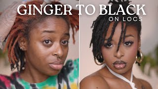 Dying locs ginger to black easy &amp; quick