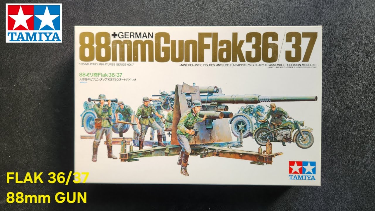 TAMIYA 35017 1/35 German 88mm Gun Flak 36/37 Unboxing | Classic