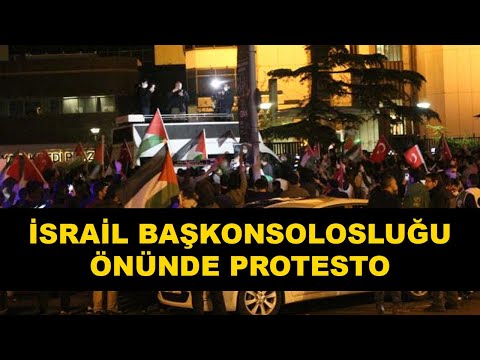 İSRAİL BAŞKONSOLOSLUĞU ÖNÜNDE PROTESTO - SON DAKİKA - HABEROLDUK - HABER - HABERLER - GÜNDEM