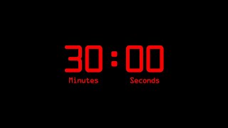 30 Minutes Countdown Timer with Alarm & Time Markers / Chapters - Retro Digital - Red