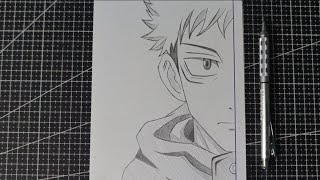 Anime Sketch Easy How To Draw Itadori Half Face Step-By-Step Jujutsukaisen