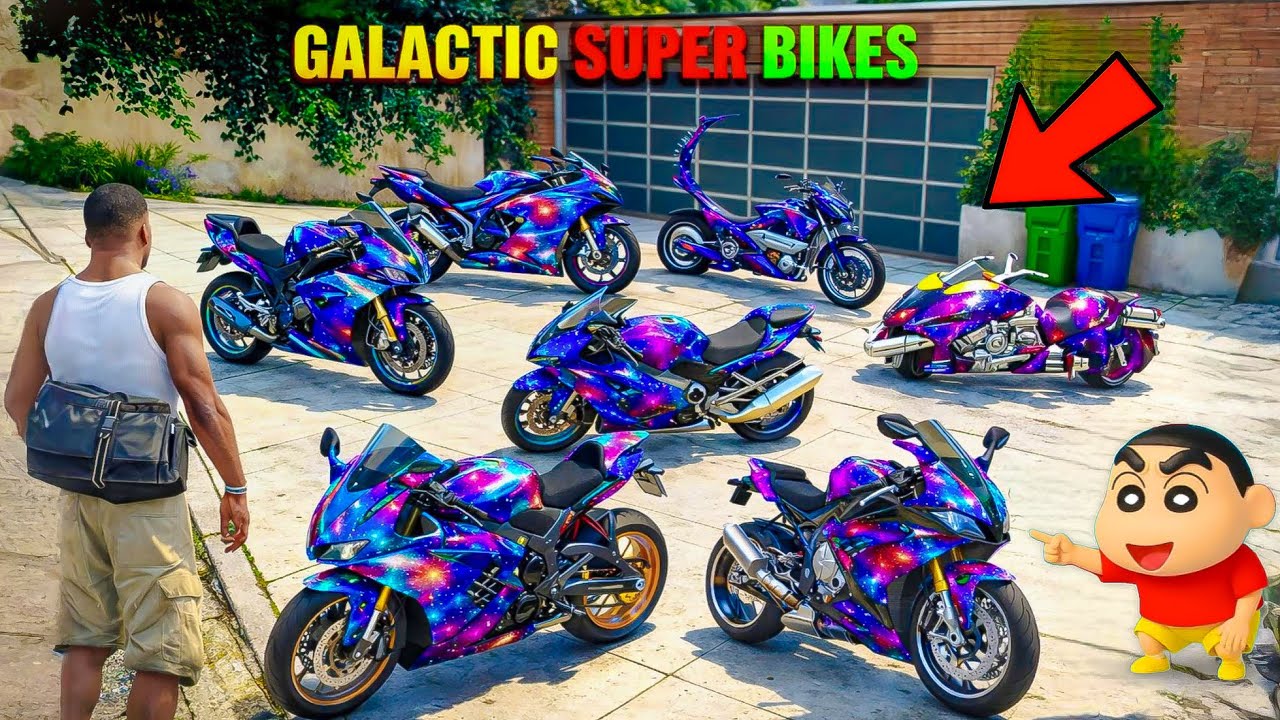 Franklin & Shinchan Collecting RARE Galactic Super Bikes 🚀 | GTA 5 Telugu | Dhanu Dino