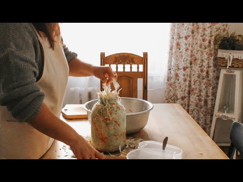 Vlog | Sauerkraut recipe | Cooking pancakes with meat |Walk in the forest village