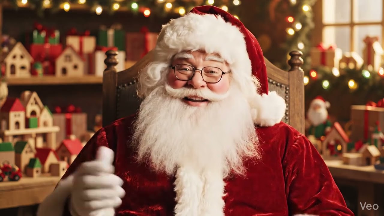 Santa saying Merry Christmas to Eslian