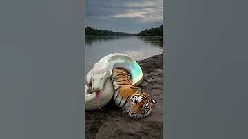 😱😱 Anaconda attacking Tiger #trendingshorts #viralshort #anaconda #ytshorts #reptiles #python #yt