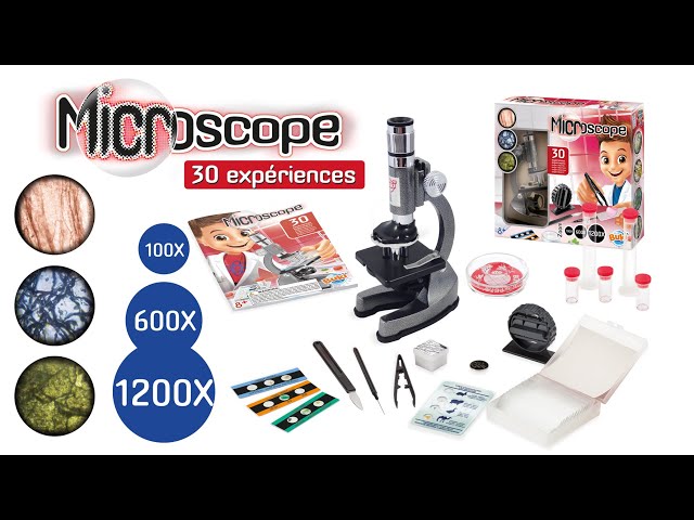 Buki Microscope MS907B – 30 Expériences – 3 Grossissements X200/x600/x1200 – Corps Métal – Dès 8 Ans – Accessoires Inclus