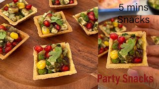 Just 5 mins Chapati Party Snacks | Canapes | Chat Papri | New Snacks Ideas | 5 mins Snacks