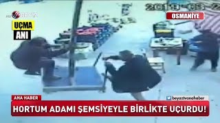 Osmaniye'de Hortumdan Şemsiyeyle Uçan Adam!