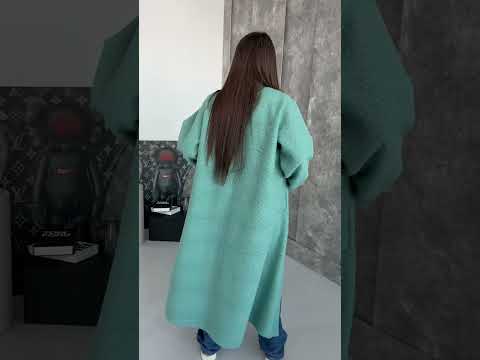 Кардиган женский длинный однотонный Кардиган стильный на каждый день с длинным рукавом Женский базовый кардиган альпака, видео 1