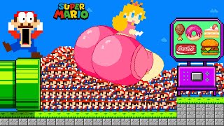 Super Mario Bros. but Mario and 999 Tiny Mario stop Peach Giant BUTT Eating | Game Animation