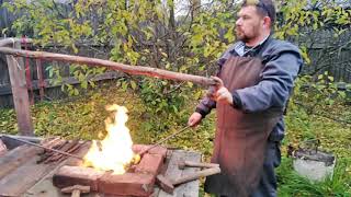 Кузня. Меха кузнечные. Кованый штопор из стали  пластилин ст3.  по рецепту #Кузница_Вёлунда