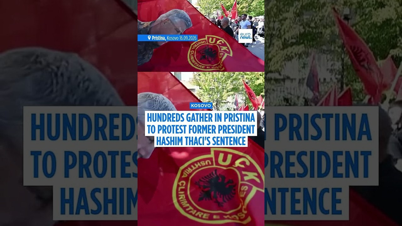 Anger over Thaçi war crimes sentence spills into protests at Kosovo EU mission