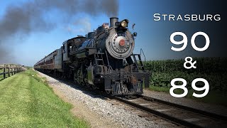 Strasburg Rail Road 90 & 89: Dual Steam Locomotive Action on The Road to Paradise