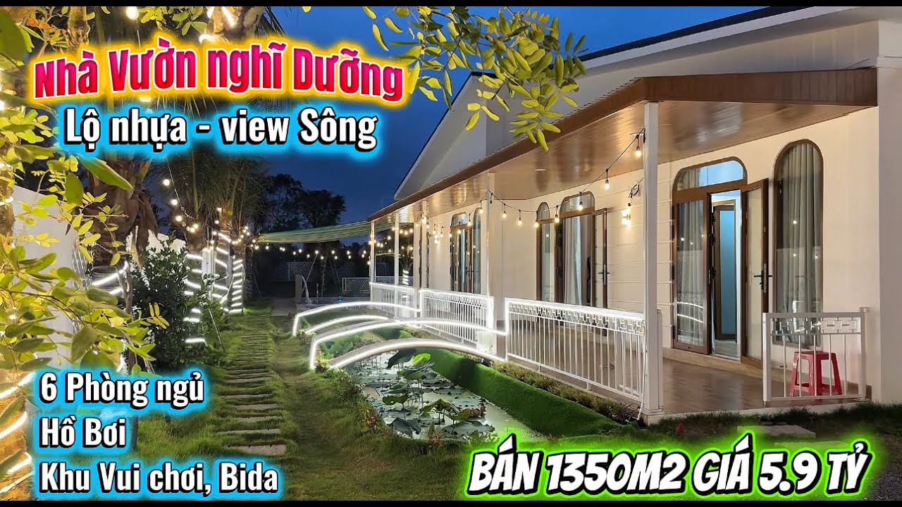 Tập 3556 Nhà Vườn Nghỉ Dưỡng View Sông, Hồ Bơi – 6 Phòng Ngủ Gần Tân Trụ