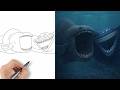 How to draw El Gran Maja atacking Bloop - step by step tutorial