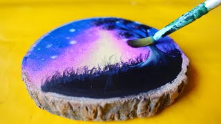Alone Tree In The Starry Night Painting | ASMR ART