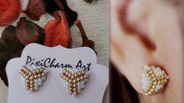 DIY 3D Peyote Triangle Earrings | Fluffy Beaded Peyote Triangle Earrings for beginner.