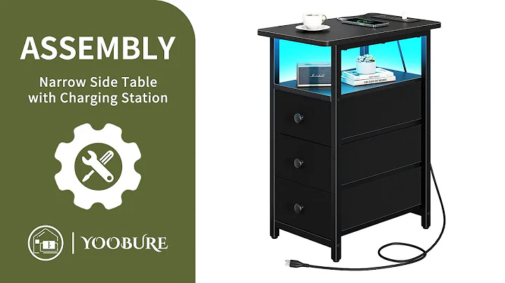 🛠️Yoobure Narrow Nightstand with Charging Station Assembly Video🛠️