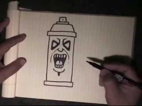 Easy Step by step - how to draw a simple spraycan character-with my voice instructions by WIZARD