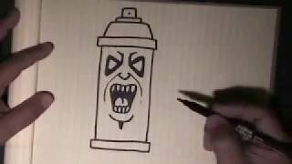 How to draw graffiti character ''Spraycan Character''-with my voice instructions