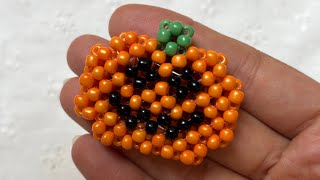 Beaded pumpkin tutorial for halloween 🎃  طريقة قرع الهالوين بالخرز 