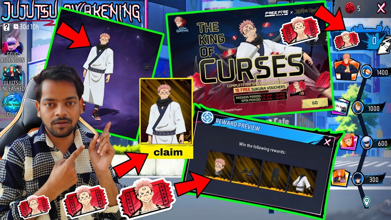 Get Free Vouchers Free Bundle😍 Jujustu Kaisen Event Free Bundle🎁 | Jujustu Kaisen Event Free Fire 🔥