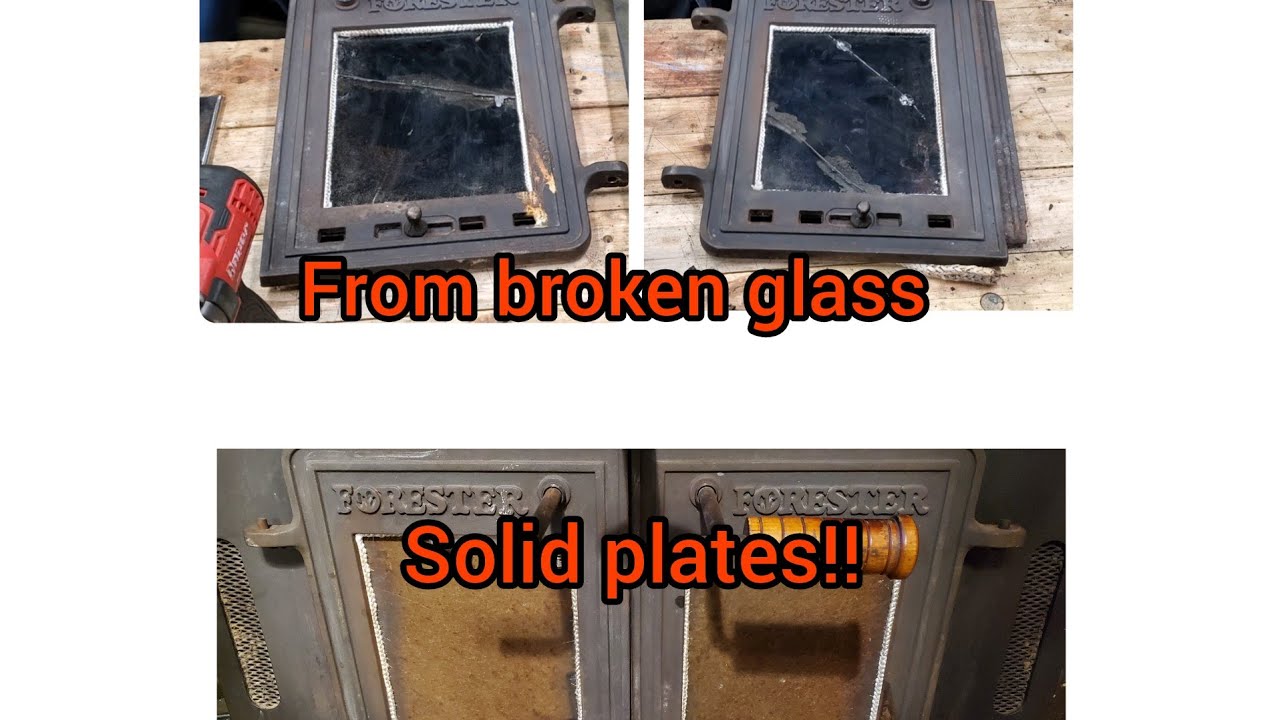 changing broken glass to steel plates on my fireplace doors - YouTube
