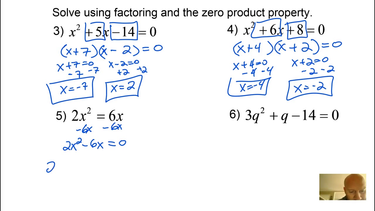 solving quadratic equations zero product property assignment