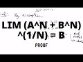 [Proof] lim (a^n + b^n)^(1/n) = b | Squeeze Theorem