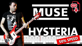 Muse - Hysteria (🔴50% Speed Bass Tabs | Notation) @ChamisBass #musebasstabs #basstabs