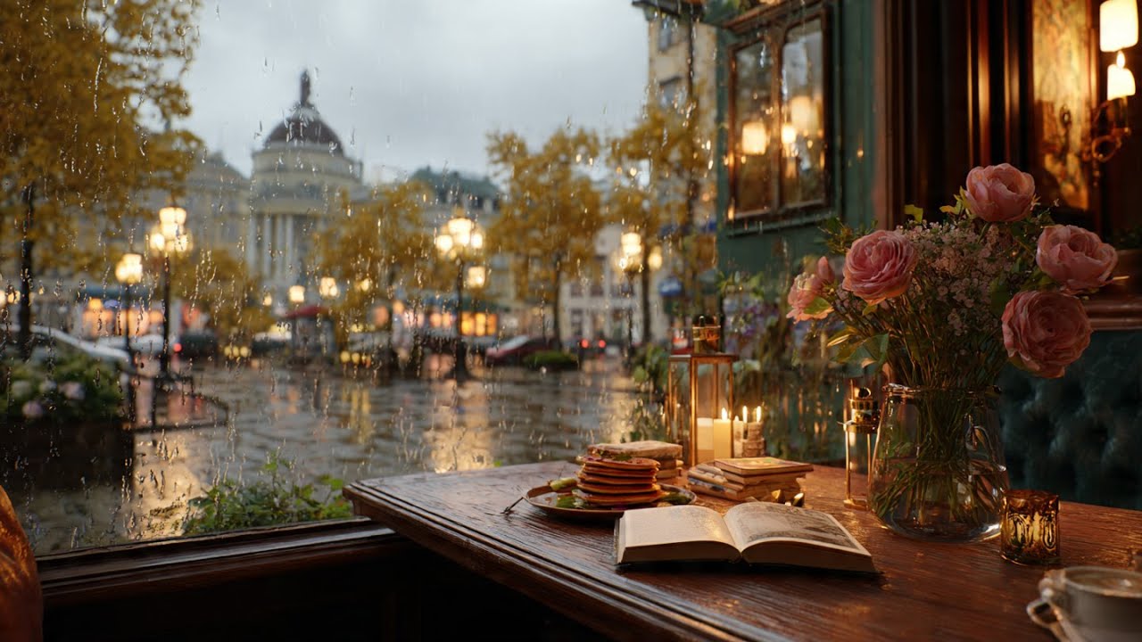 Peaceful Moments Jazz Cafe 🌇 Sunset Balcony Scene for Serene Contemplation