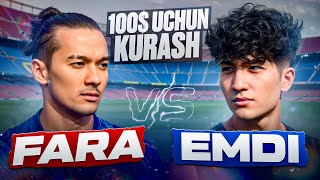 $100 UCHUN 1 VS 1 CHALLENGE / EMDI VS FARA 