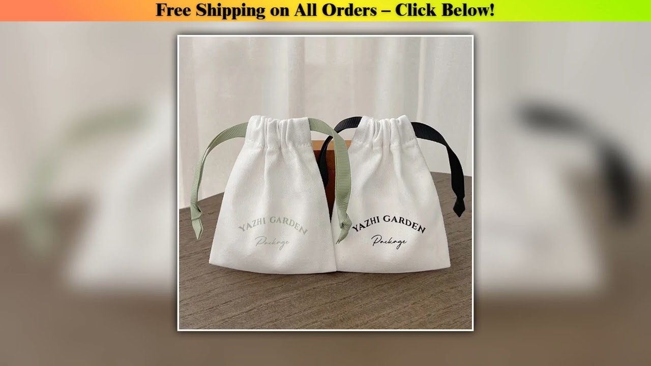 cotton Jewelry Bag  Canvas Cotton Drawstring Pouch Bags with Ribbon Custom Personalized Logo