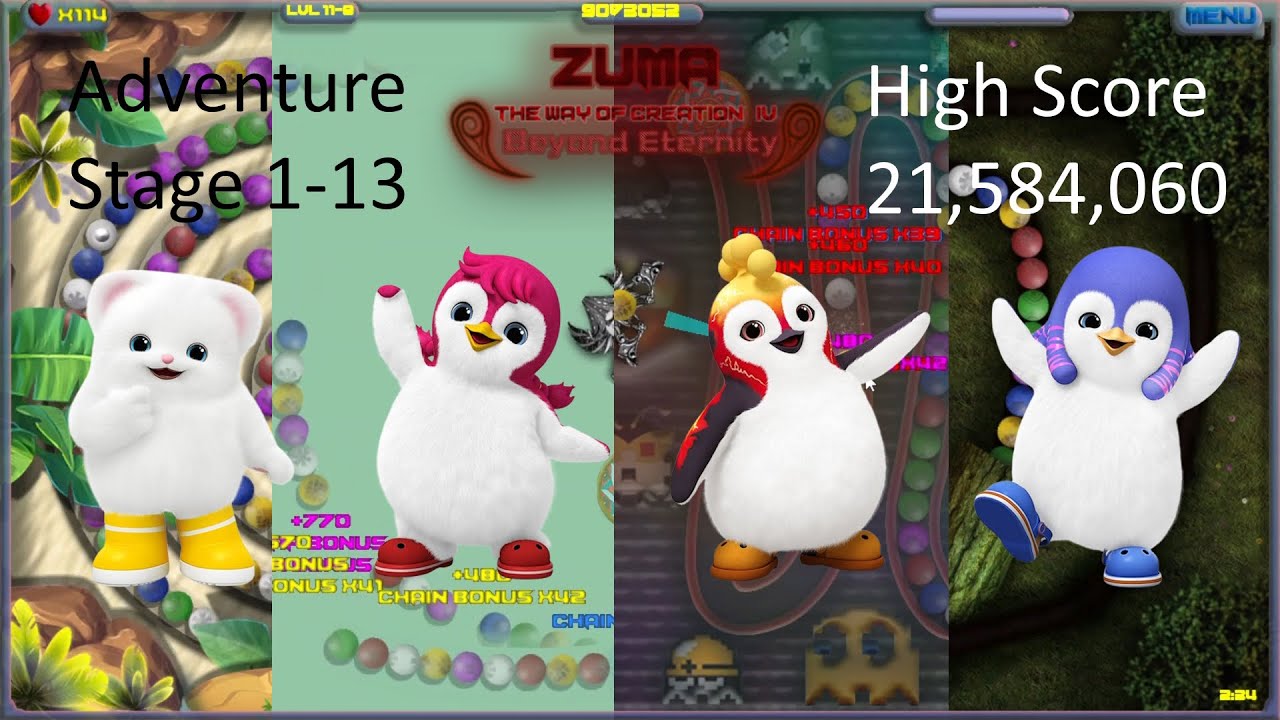 Zuma The Way Of Creation 4 Beyond Eternity All Adventure Stages 1-13 High Score 21,584,060