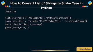 How to Convert List of Strings to Snake Case in Python