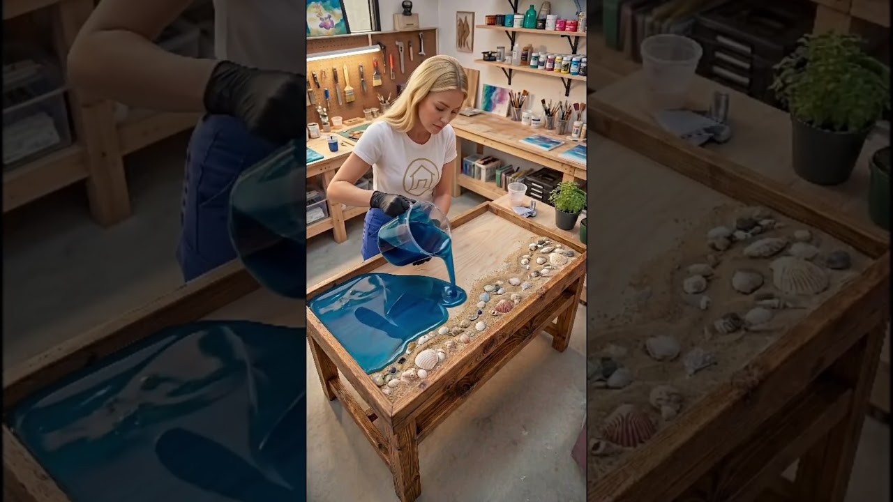 Ocean Inspired Epoxy Resin Coffee Table 