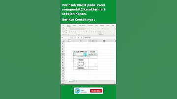 Cara mengambil 2 karakter dari sebelah kanan menggunakan perintah RIGHT di Excel# Shorts