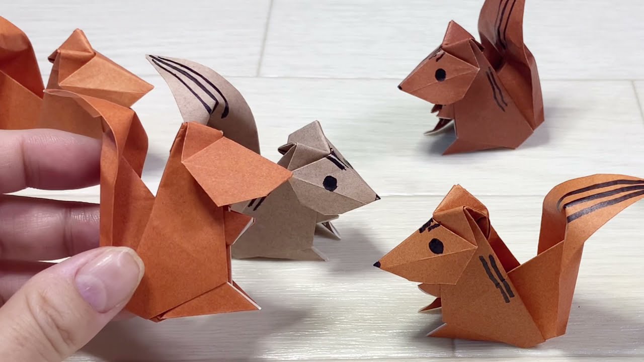 折り紙 可愛いリスの作り方 立体的なりすの簡単な折り方 How To Make A Origami Squirrel Youtube