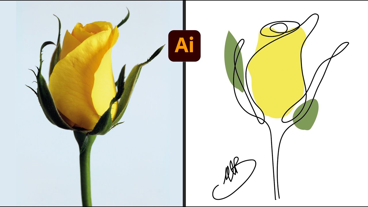 One line art design - llustrator tutorial - YouTube