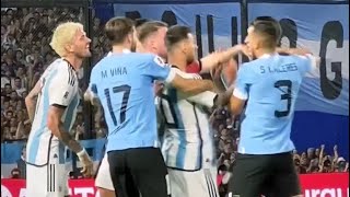 Messi And De Paul Fight Vs Uruguay Players