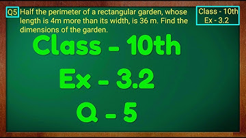 Class - 10th, Ex - 3.2, Q5 Maths (Pair of Linear Equations in Two Variables) NCERT CBSE
