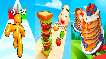 Tall Man Run VS Sandwich Runner VS Pancake Run - All Level Gameplay Android iOS